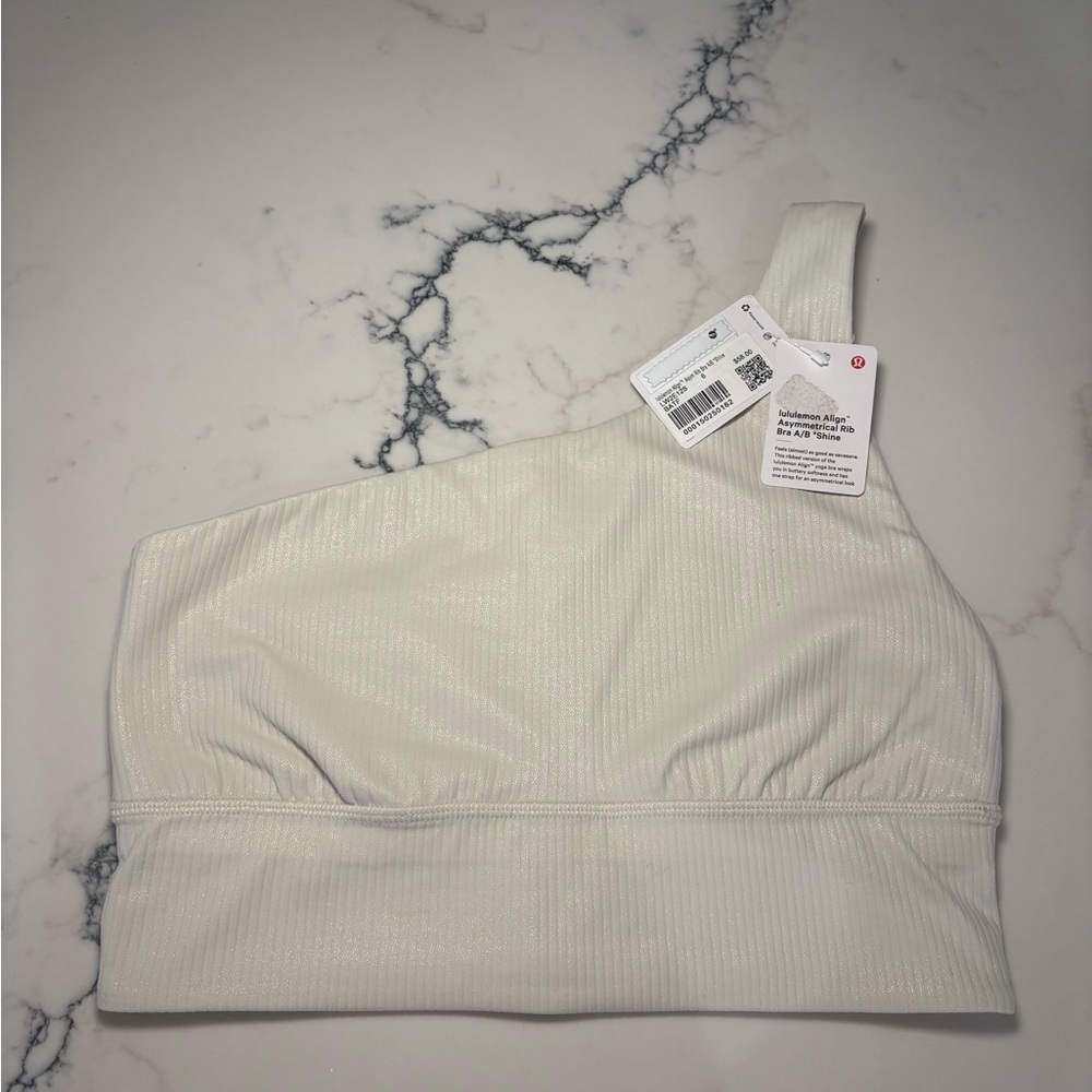 NEW WITH TAGS - LULULEMON ALIGN ASYMMETRICAL RIBBED BRA A/B *SHINE BATF SIZE 6